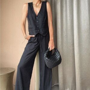 Two Piece Linen Vest Set